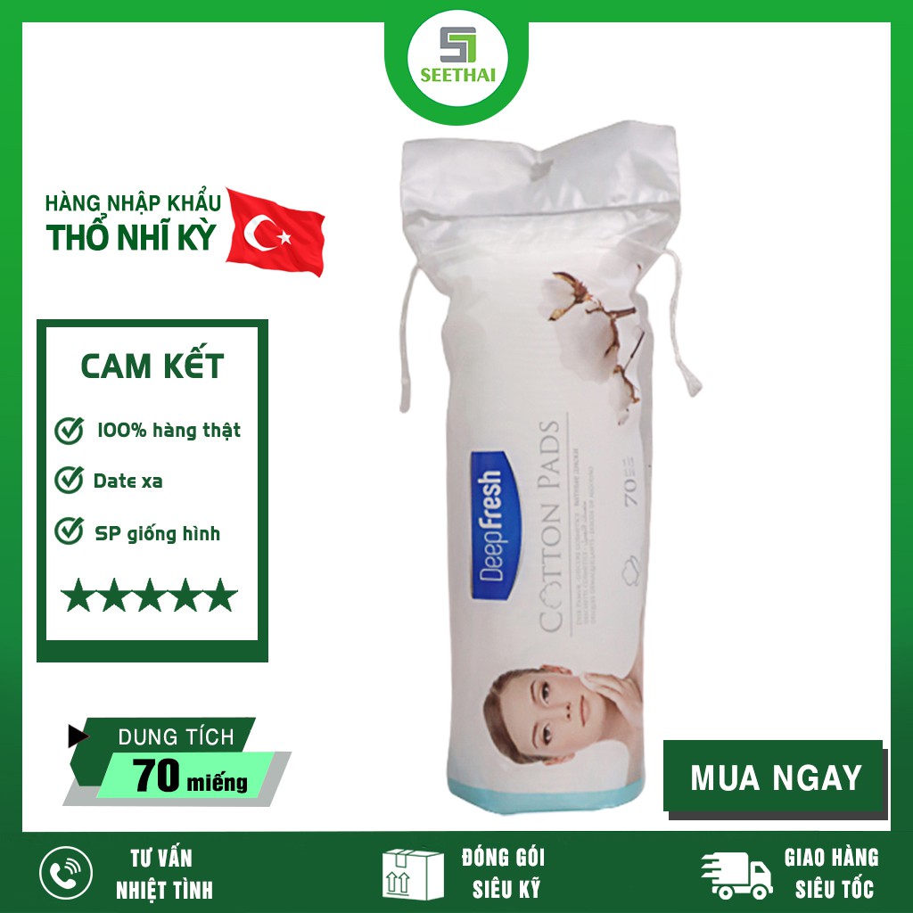 [HÀNG CHÍNH HÃNG] Bông Tẩy Trang Deep Fresh 70 miếng