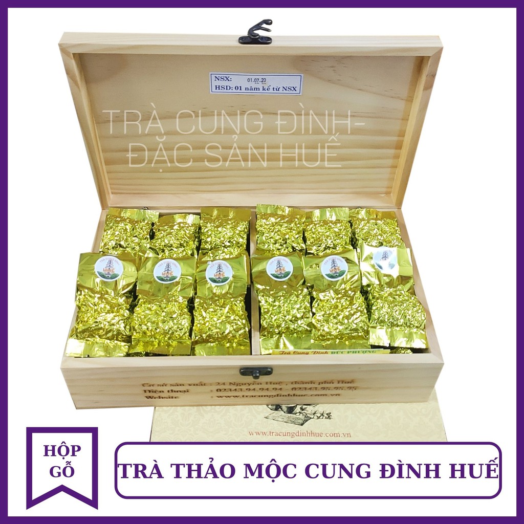 [THƯƠNG HIỆU UY TÍN] TRÀ CUNG ĐÌNH ĐỨC PHƯỢNG HỘP GỖ- TRÀ CUNG ĐÌNH HUẾ CAO CẤP - QUÀ TẶNG GIÁ TRỊ