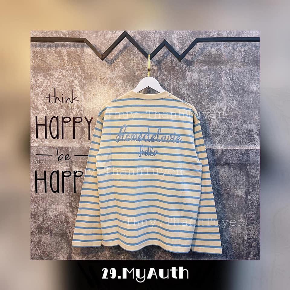 Áo thun tay dài  ADLV  STRIPE WHITE-BLUE
