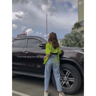 Áo hở lưng phom rộng cột dây nơ