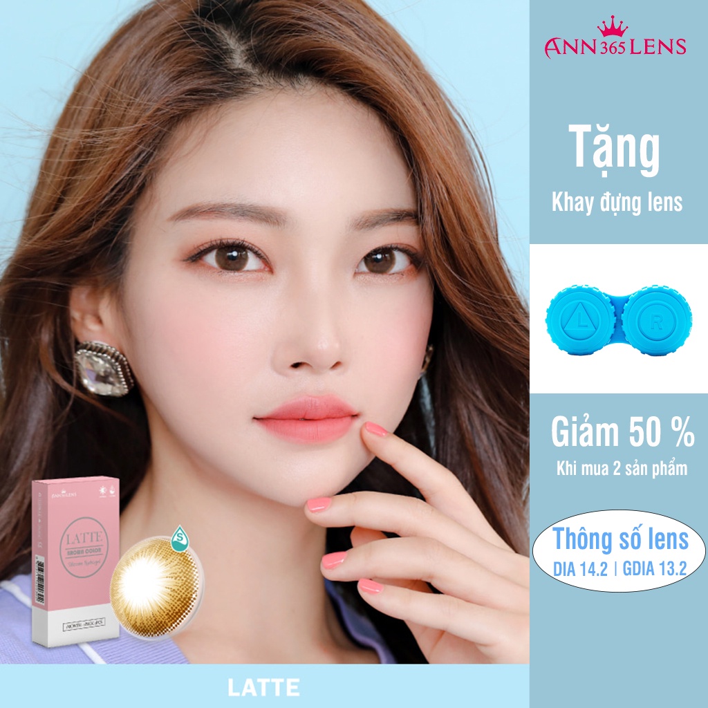 Kính áp tròng 1 tháng màu nâu Latte ANN365 đeo thoải mái suốt 12H/ ngày dành cho mắt nhạy cảm