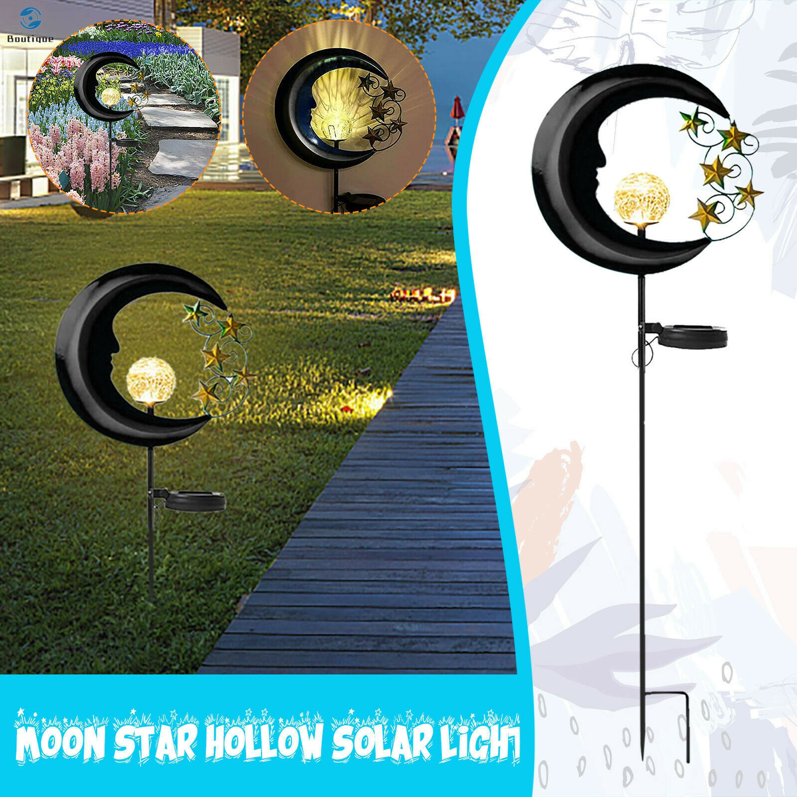 Đèn Led Trang Trí Sân Vườn Hình Mặt Trăng Chống Thấm Nước