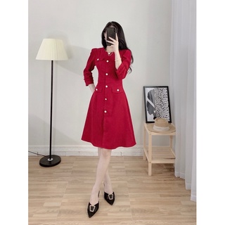 Đầm nhung tăm cúc đồng
