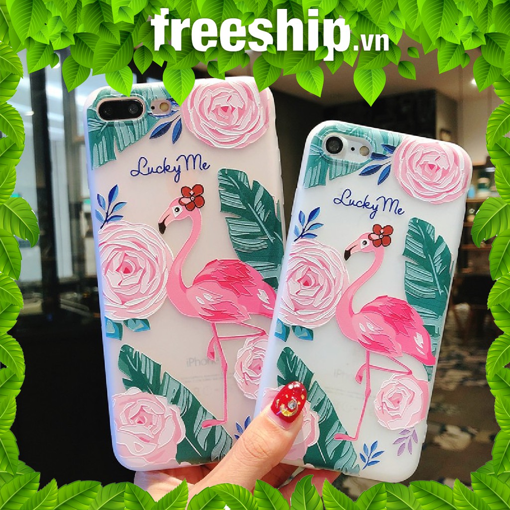 Ốp 3D phong cách flamingo iPhone 6 6s 6 plus 6s plus 7 7 plus 8 8 plus x xr xs xsmax đẹp sang trọng a01C