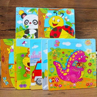 Tranh ghép gỗ cho bé 💖 FREESHIP💖 Đồ Chơi Xếp Hình, Tranh Ghép Gỗ 9 mảnh Chủ Đề Động Vật, Phương Tiện Giao Thông
