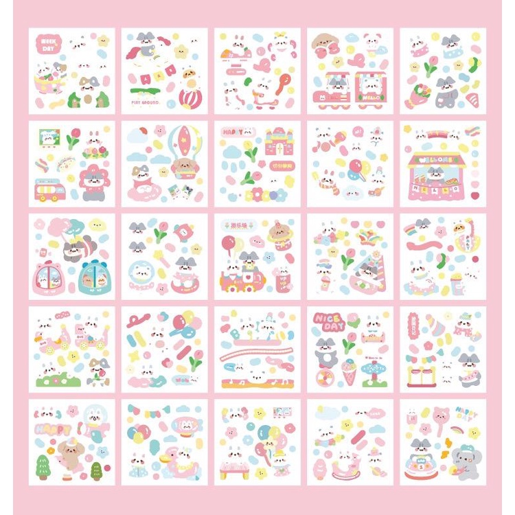 Set 100 tấm sticker/nhãn dán chủ đề CÔNG VIÊN RẠP XIẾC CAM chất liệu PET PVC chống thấm nước