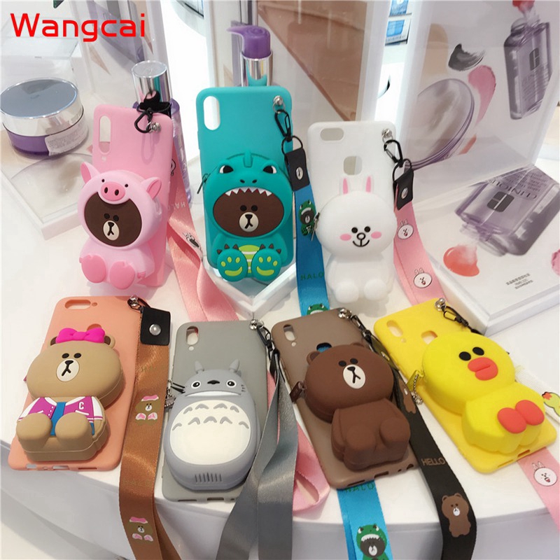 Ốp lưng silicone hình hoạt hình có dây kéo dành cho Samsung Galaxy S10E S10+ S10 S9+ S9 Plus A5 2016 2017
