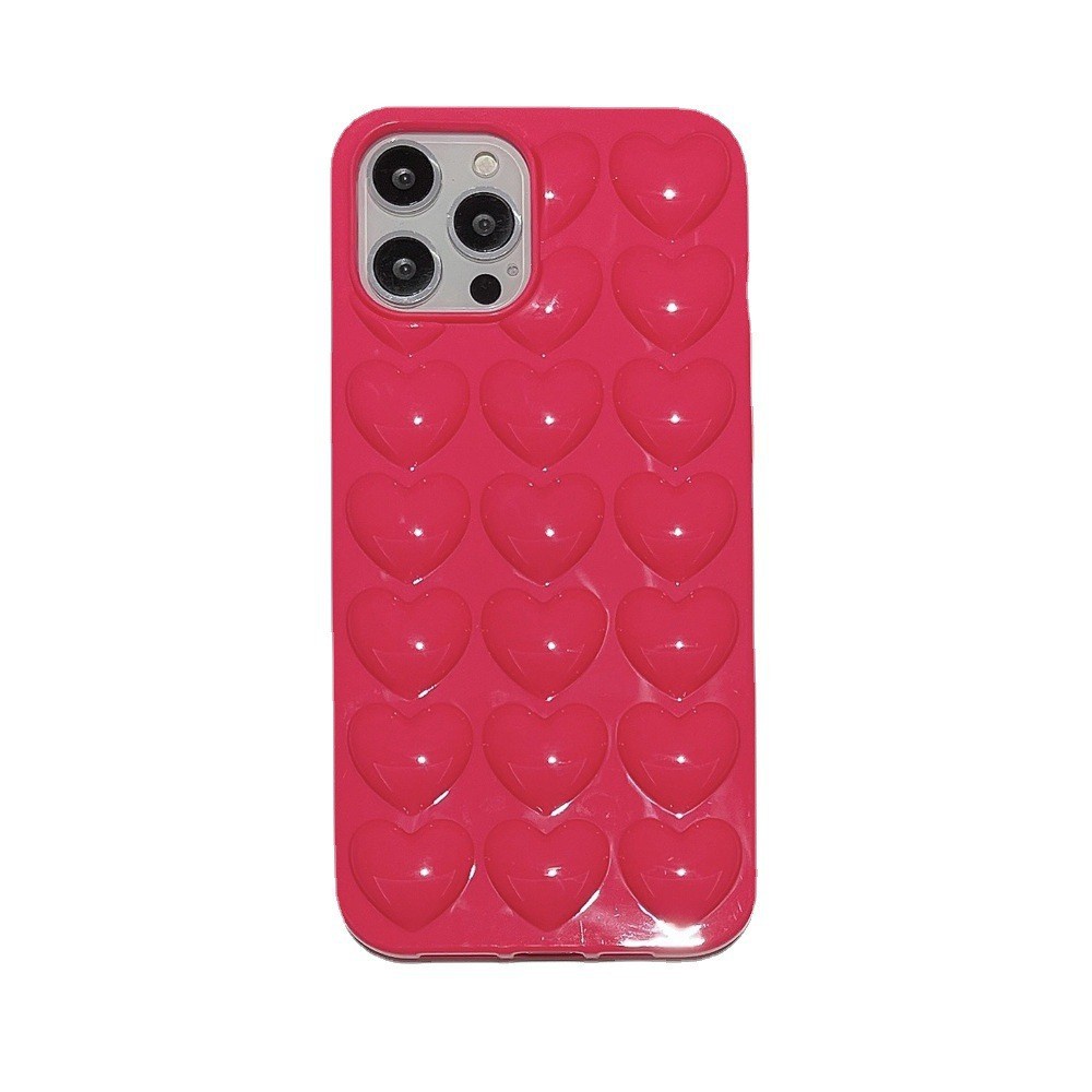 Ốp Điện Thoại Trong Suốt Chống Sốc Màu Trơn Hình Trái Tim 3D Cho iPhone 11 Pro Max Mini XS XR X 8 7 Plus SE 2020