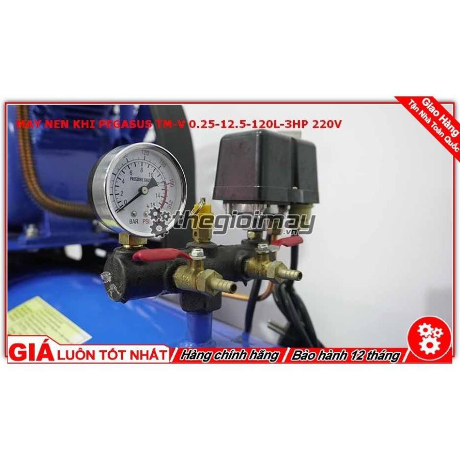 Máy nén khí dây đai Pegasus TM-V-0.25/12.5-120L-3HP-220V
