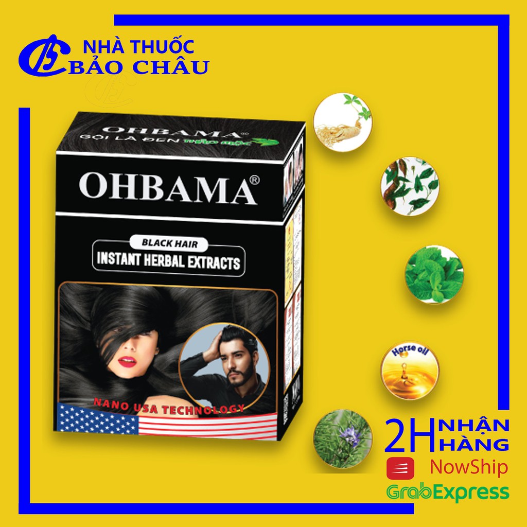 Dầu gội nhuộm tóc Gội là đen thảo dược OHBAMA (gói) [nhathuocbaochauq6]