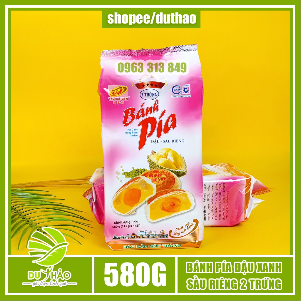 Bánh pía 2 trứng đậu xanh sầu riêng đặc biệt Tân Huê Viên 580g đặc sản Sóc Trăng