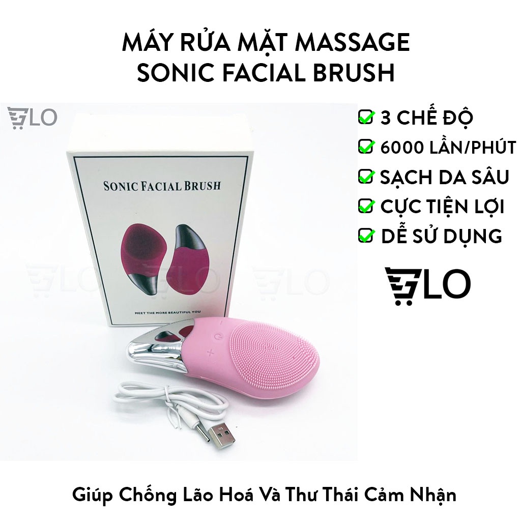 Máy Rửa Mặt Massage Nâng Cơ Mặt 3 In 1 Sonic Facial Brush Cao Cấp, Chống Nước Tuyệt Đối