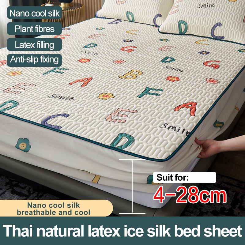 Mùa hè dày chăn nệm bọc King Queen quilted Ice Silk Bed Tấm chống vi khuẩn Nệm Topper Pad Giường thấm không khí