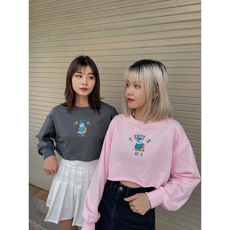 Áo croptop nỉ tay dài khủng long RAWR Academy - XXME