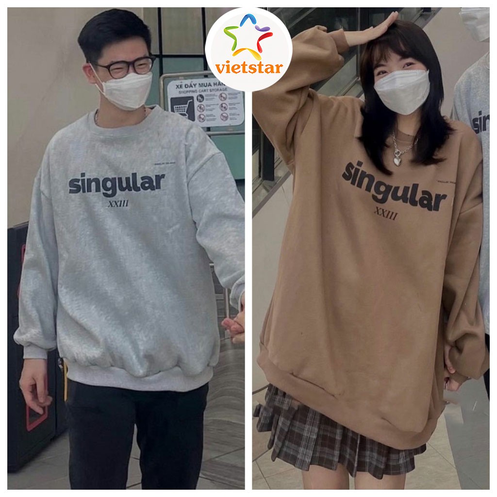 Áo hoodie chất nỉ SINGULA áo sweater form rộng Hàn Quốc_VIETSTAR | BigBuy360 - bigbuy360.vn