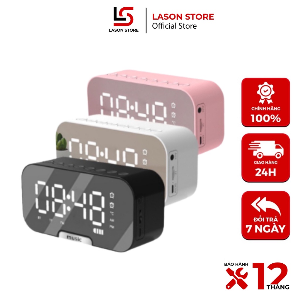 Loa bluetooth đồng hồ G10 cao cấp, loa mini kiêm báo thức, nghe đài FM, màn hình tráng gương hiển thị đèn led