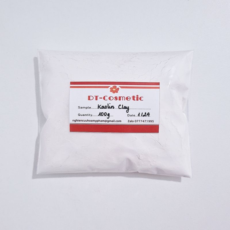 100g Kaolin Clay - Bột Hút Ẩm, Lỳ Son, Tăng Độ Bám Màu - Nguyên Liệu Mỹ Phẩm