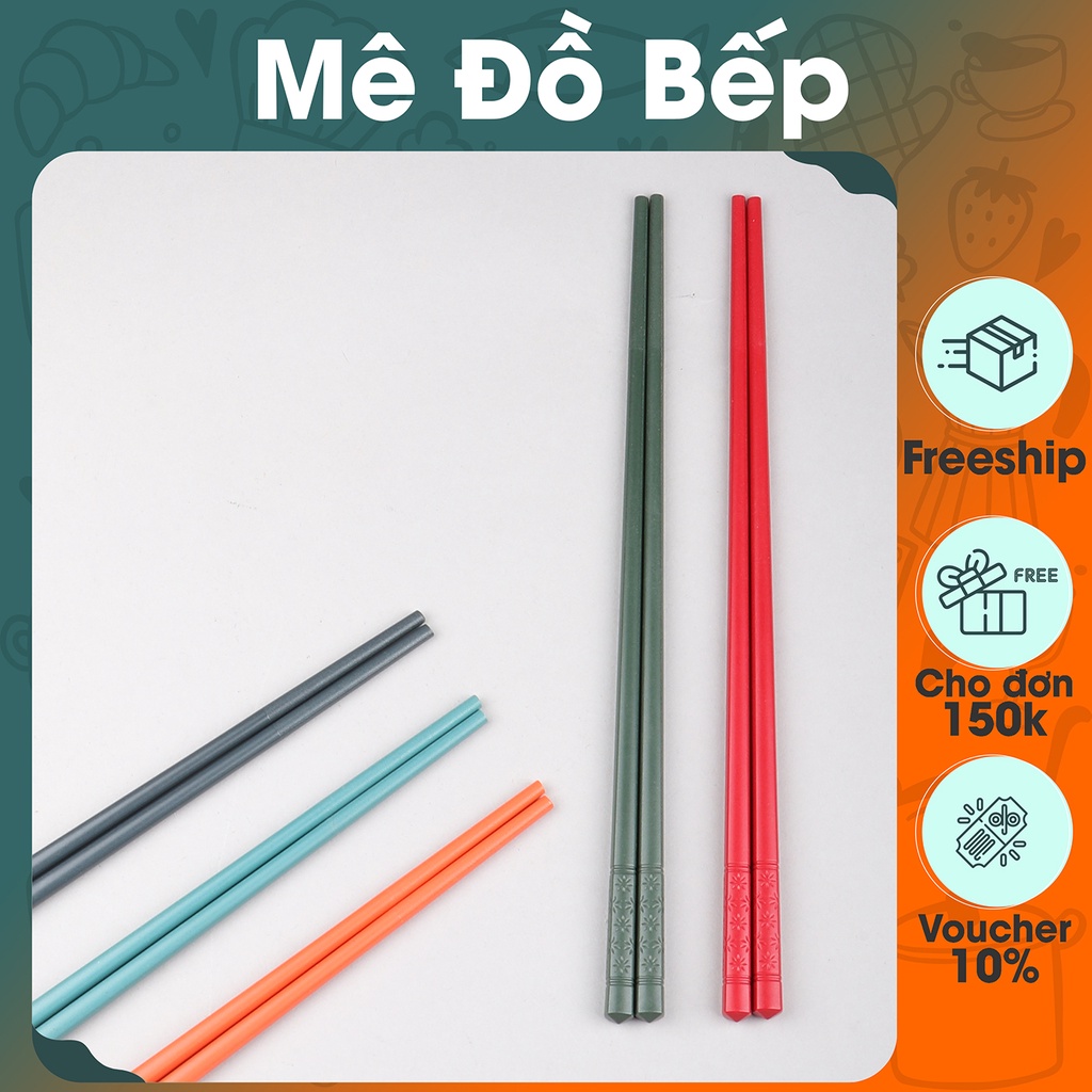 Set 5 đôi đũa nhựa chịu nhiệt Bam House Fuki24 nhiều màu đuôi đũa trạm hoạ tiết cao cấp DNHT04