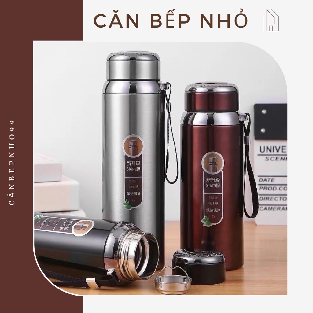 Bình giữ nhiệt INOX cao cấp giữ nóng lạnh lên tới 24 giờ, có tấm lọc, kiểu dáng thể thao, tiện dụng (HABI12)
