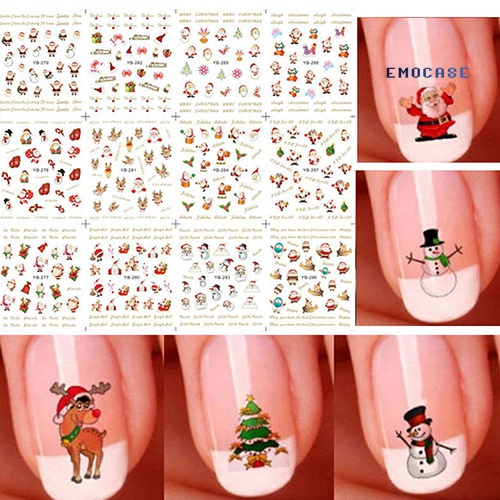 Miếng Dán Trang Trí Móng Tay Họa Tiết Giáng Sinh 3D Độc Đáo