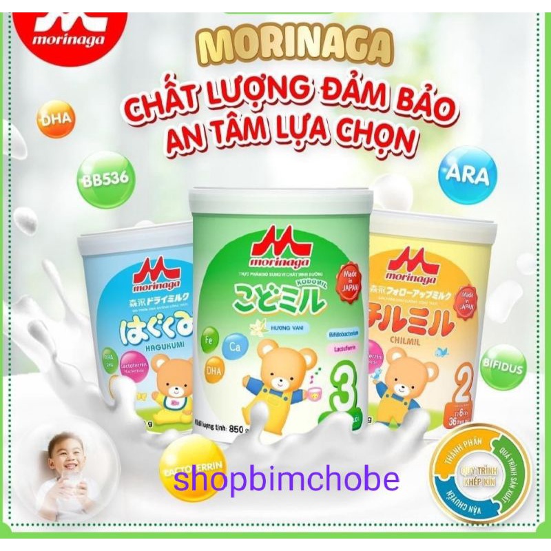 ( mẫu mới Hsd T6.2023) sữa morinaga số 1/2/3 lon 850gram hàng chính hãng do công ty Lê Mây nhập khẩu shopbimchobe