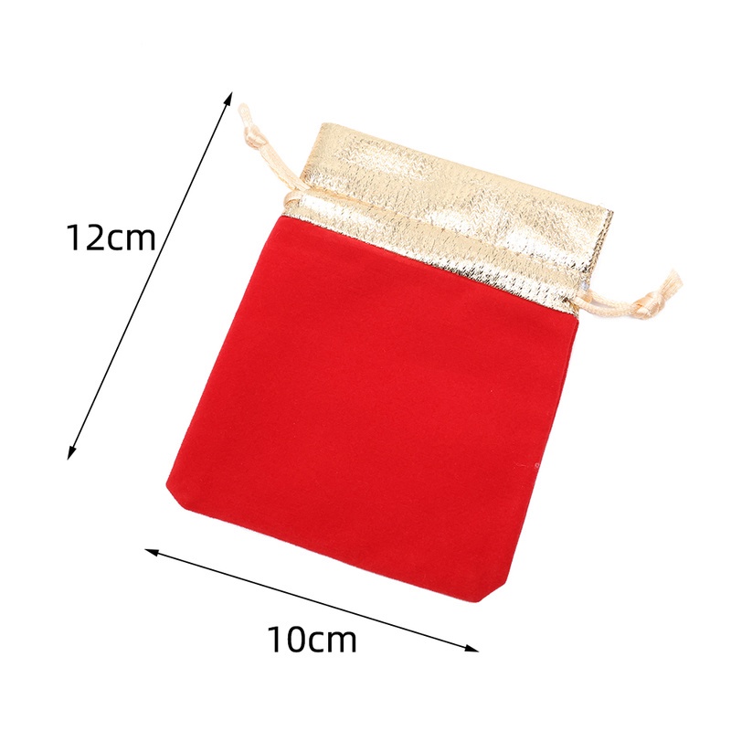 Túi đựng đồ trang sức/quà tặng bằng vải nhung màu đỏ/vàng có dây rút kích thước 10*12cm