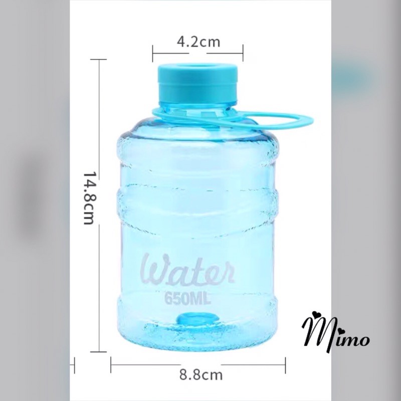 [HÀNG MỚI] Bình nước nhựa trong Water có quai cầm tiện lợi nhiều  phong cách Hàn quốc dung tích 650ml