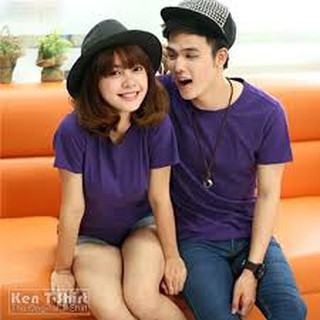 Áo thun trơn cotton nam nữ màu tím đậm