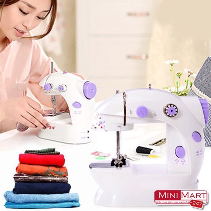 Máy may mini gia đình có đèn ( tặng 1 quận chỉ may )