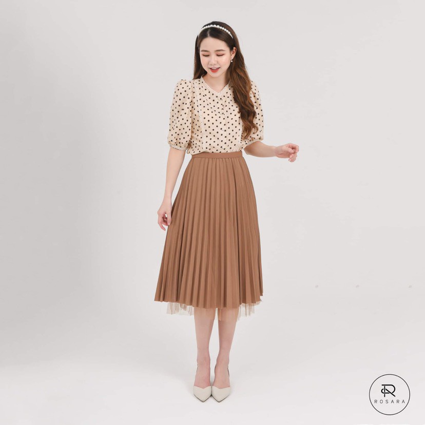 Áo sơ mi thời trang nữ cổ tròn viền ren Rosara AM62 | BigBuy360 - bigbuy360.vn