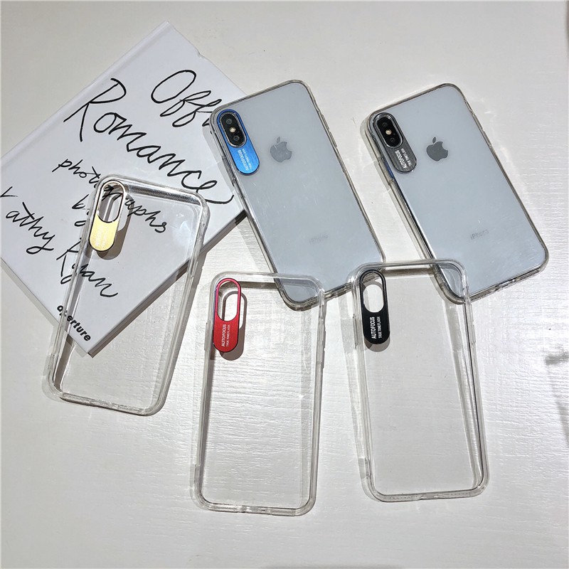 Ốp điện thoại chất liệu TPU khung viền mạ kim loại màu trong suốt cho iPhone X XR XS Max 6 6S 7 8 Plus