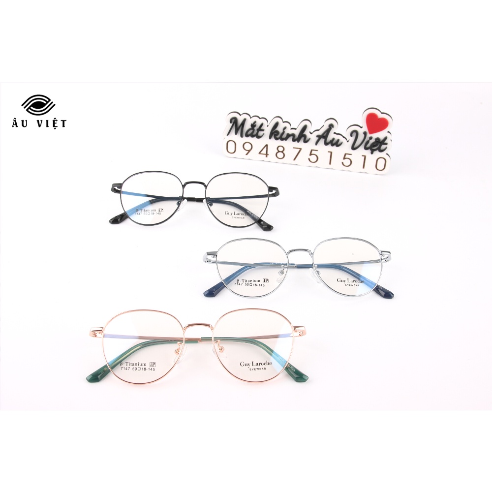 Gọng kính GL 7147 dáng tròn màu vàng/bạc/đen Full box