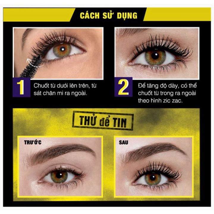 Mascara Maybeline vàng 7X New York - Không Lem không Nhòe Giúp Hàng Mi Cong Dài Tự Nhiên ( CHÍNH HÃNG ) | BigBuy360 - bigbuy360.vn