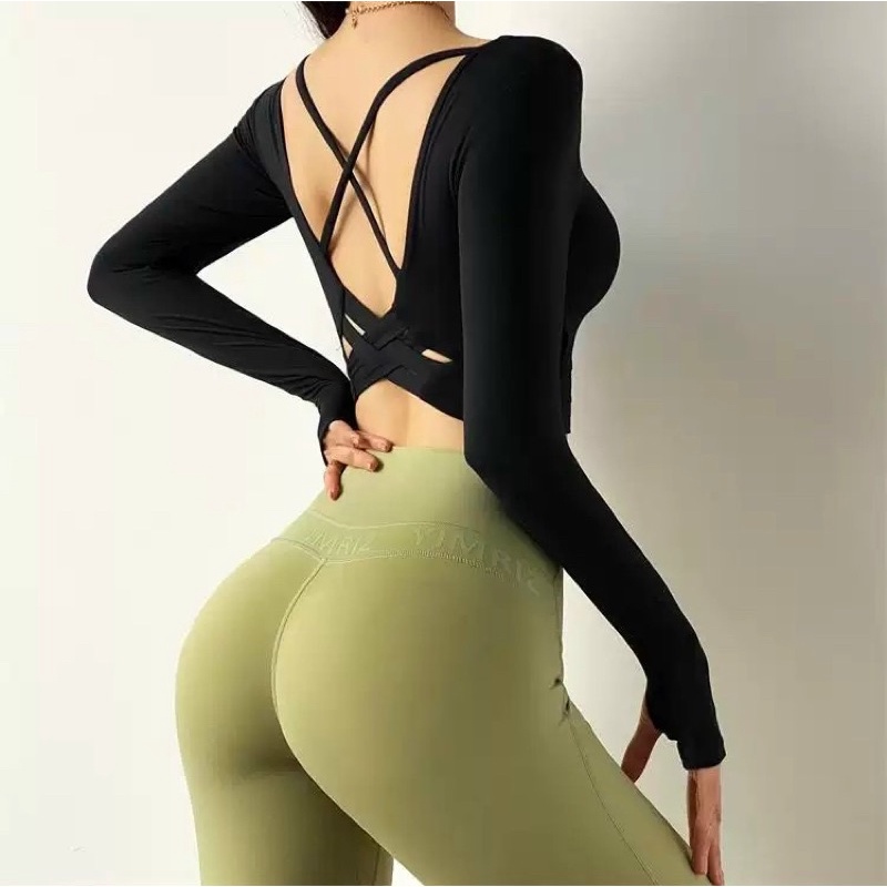 ÁO CROP TAY DÀI ĐAN LƯNG GYM,THỂ THAO,YOGA