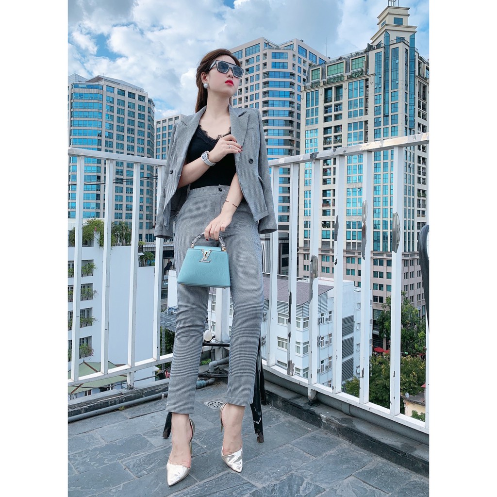 Set vest kẻ S1689 ĐẸP HP DVC ( Ảnh mẫu và ảnh trải sàn do shop tự chụp )