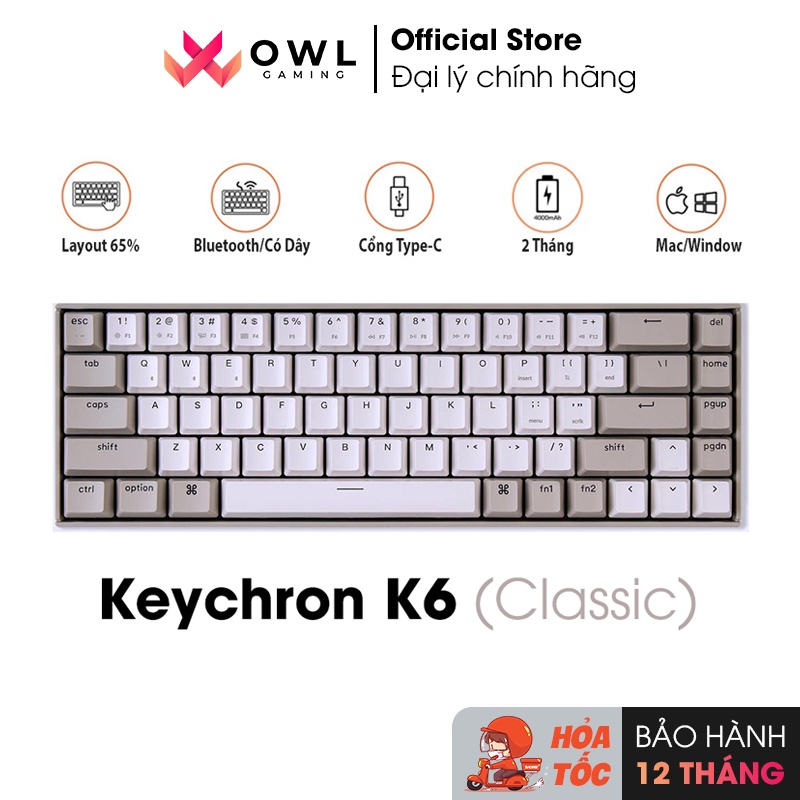 Bàn phím cơ Keychron K6 (Retro) (Hàng chính hãng)