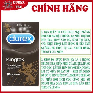 [KING DUREX] VUA GIƯỜNG CHIẾU CÁI TÊN NÓI LÊN TẤT CẢ Bao cao su Durex Kingtex (12 bao/1 hộp bcs)