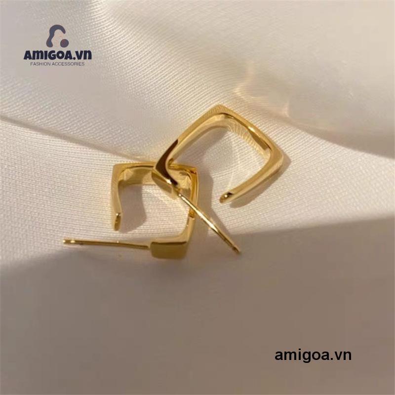 ✨✨Cặp bông tai mạ bạc 925 hình vuông độc đáo phong cách Hong Kong cổ điển