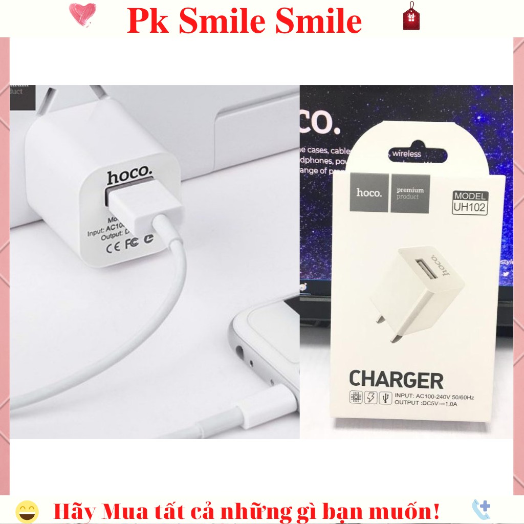 [Mã 2404EL10K giảm 10K đơn 20K] Củ sạc iphone HOCO UH102 Hàng Cao Cấp Chuẩn 5V/1A - Cốc Sạc iphone