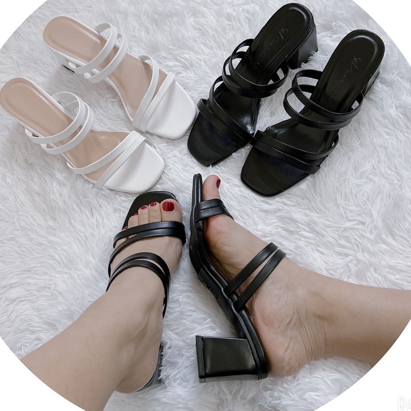 Dép xinh, Guốc quai mảnh gót vuông 5f- chân gầy lùi 1 size