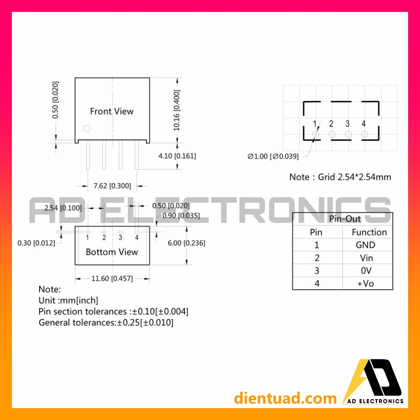 Module Mạch Cách Ly Nguồn - IC cách ly nguồn B0503S B0505S B1203S B1205S B1212S B2405S- 1W/2W - B2412SKCUT/MORISUN/PHINK