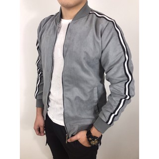 Áo khoác da lộn PHỐI SỌC CAO CẤP qc009