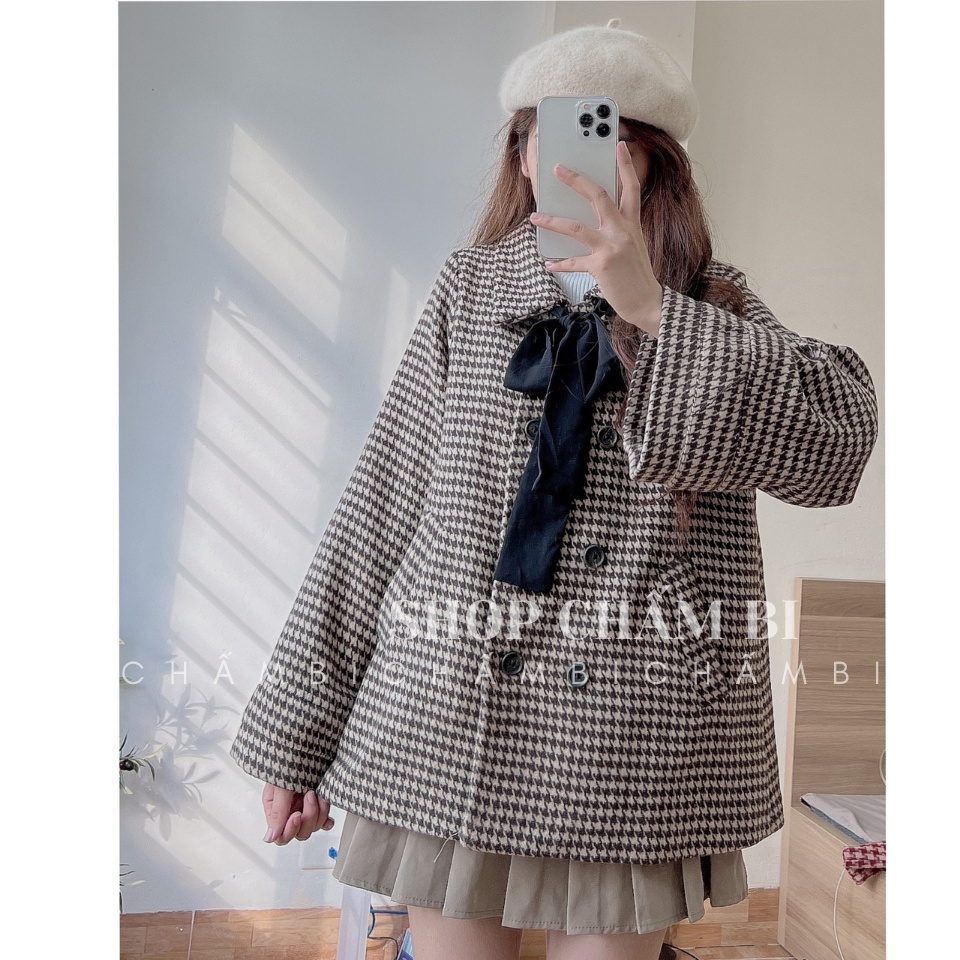 Áo khoác nữ kiểu A.110, Áo khoác dạ mùa đông Xuân Hòa tay rộng thắt dây nơ 2 màu nâu-đen cực xinh | BigBuy360 - bigbuy360.vn