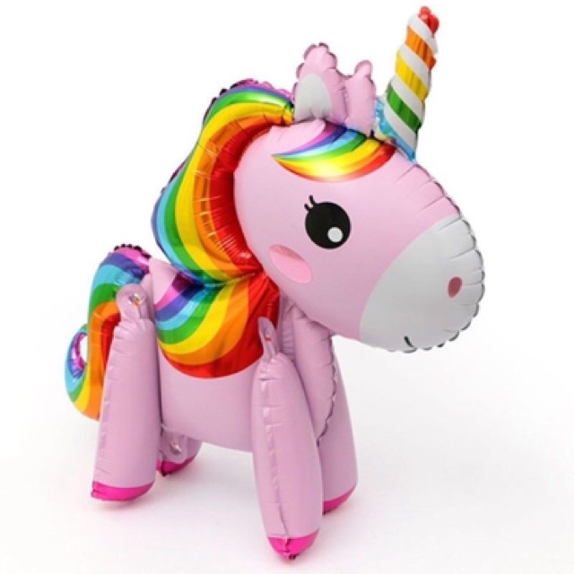 Set trang trí sinh Nhật mẫu ngựa 1 sừng pony 3D Hồng xanh