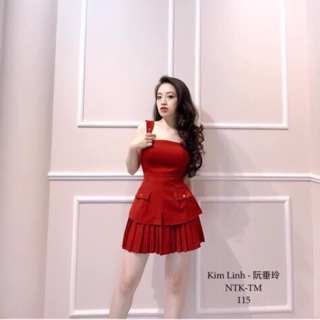 Váy liền 2 dây xếp li