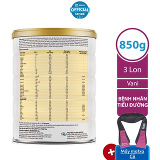 [Tặng Máy matxa cổ] Bộ 03 lon Sữa bột Glucerna 850g