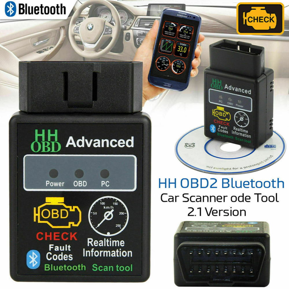 OBD2 HH OBD ELM327 V2.1 Bluetooth OBD2 OBDII CAN BUS Check Engine Car Auto Diagnostic Scanner Tool Interface Adapter for Android