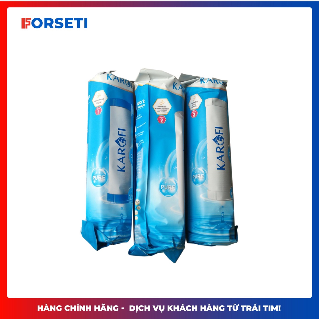 [GIÁ SOCK] Bộ 3 Lõi lọc nước karofi 1,2,3 chính hãng có hóa đơn VAT, dùng cho máy lọc nước RO