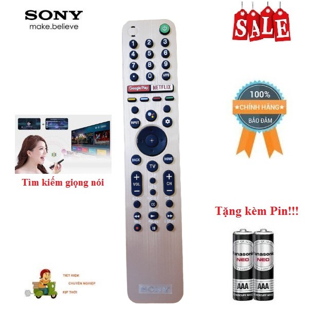Remote Điều khiển tivi Sony giọng nói RMF-TX600U- Hàng mới logo Sony mạ bạc BH 6 tháng Tặng kèm Pin!!!