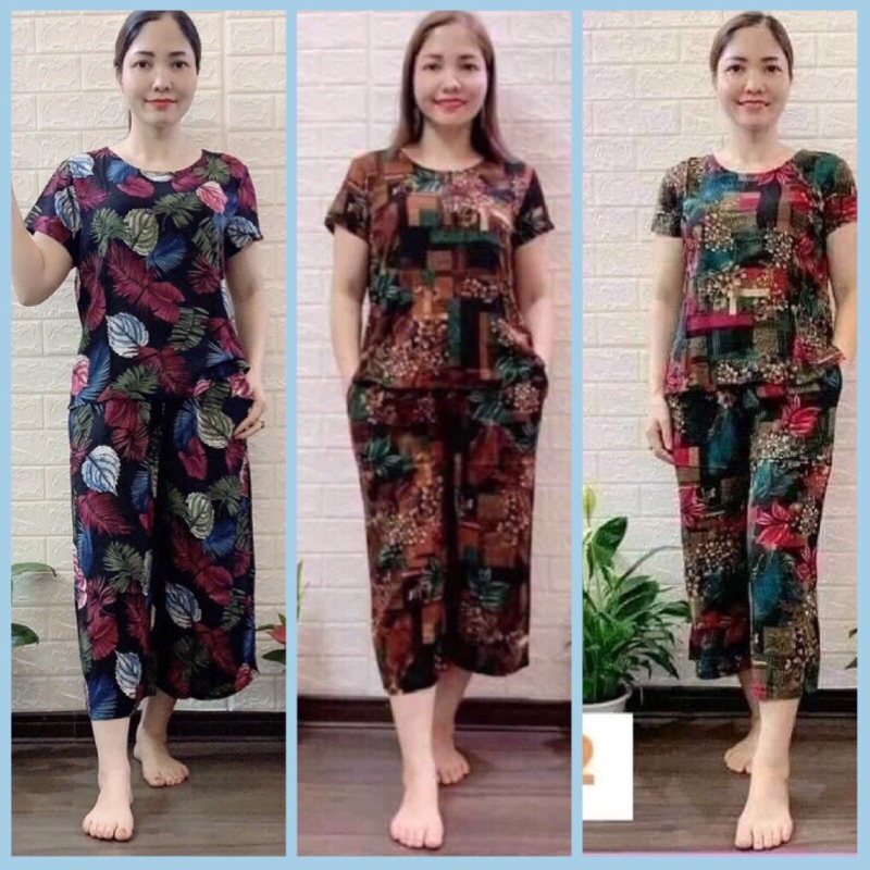 Bộ lanh Anh Thư trung niên cho mẹ - Bộ mặc nhà trung niên lanh ống sớ lửng cho người già người lớn tuổi